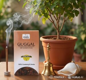 Guggal Organic Bambooless Dhoop Sticks Charcoal Free Cow Dung Herbal Dhoop Sticks Pack of 10