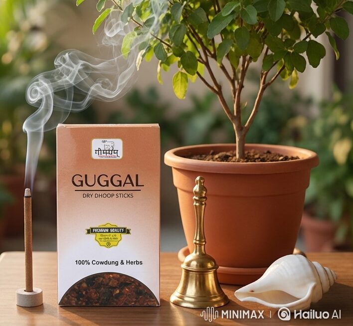 Guggal Organic Bambooless Dhoop Sticks Charcoal Free Cow Dung Herbal Dhoop Sticks Pack of 10