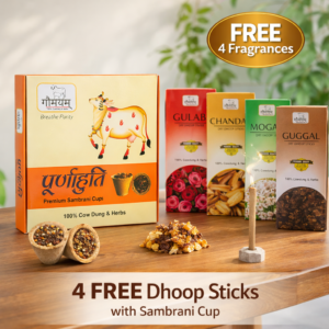 Organic Sambrani Cups – Natural, Chemical-Free Puja & Fumigation Cups Pack Of 12 with Free 4 in 1 Dhoop