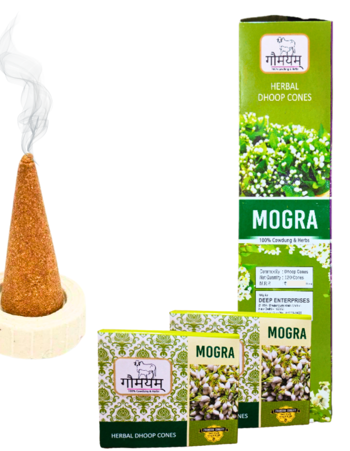 Jasmine Organic Dhoop Cones Charcoal Free Cow Dung Incense Cones Pack of 120