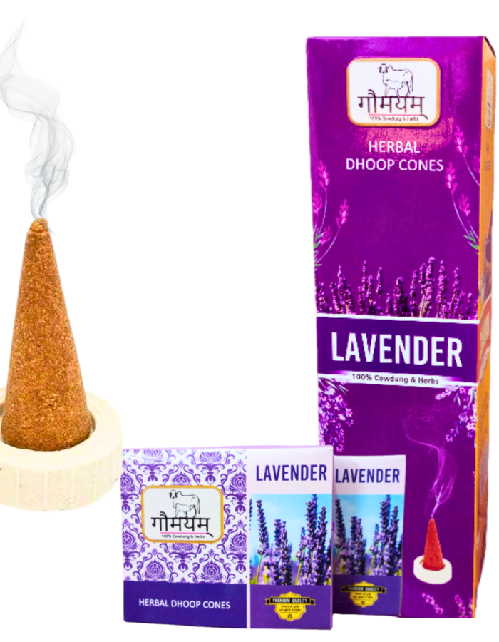 Lavender Organic Dhoop Cones Charcoal Free Cow Dung Incense Cones Pack of 120