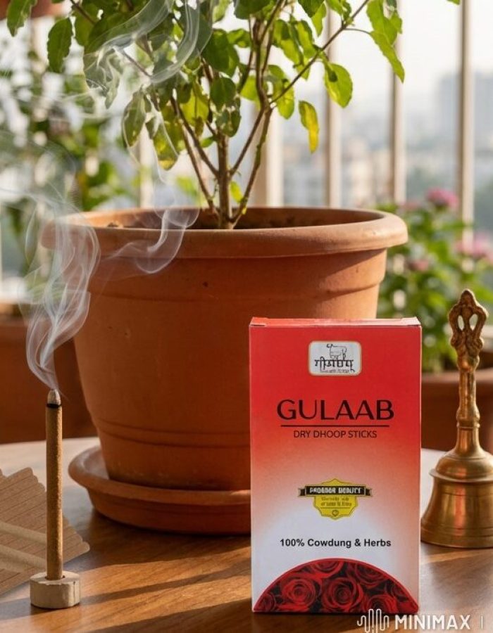 Rose Organic Bambooless Dhoop Sticks Charcoal Free Cow Dung Herbal Dhoop Sticks Pack of 10